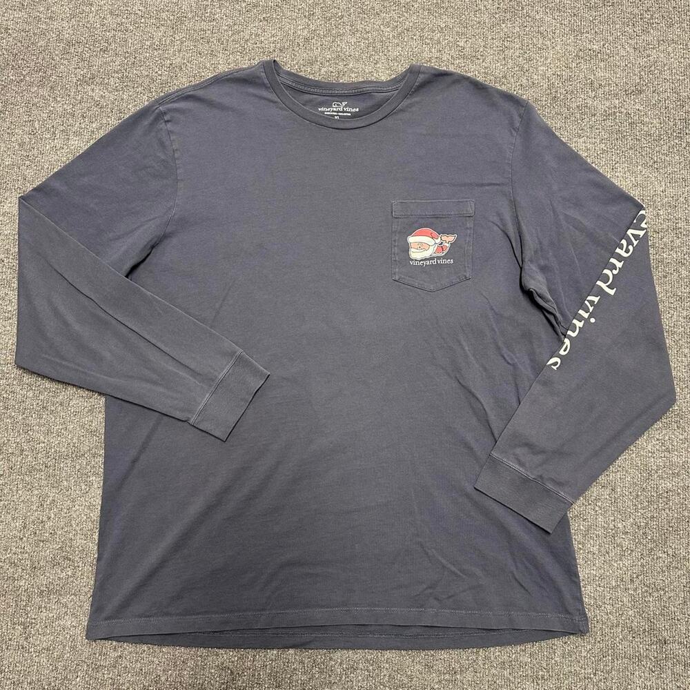 Vineyard Vines Men’s Merry Christmas Long Sleeve Shirt Santa Whale Preppy XL